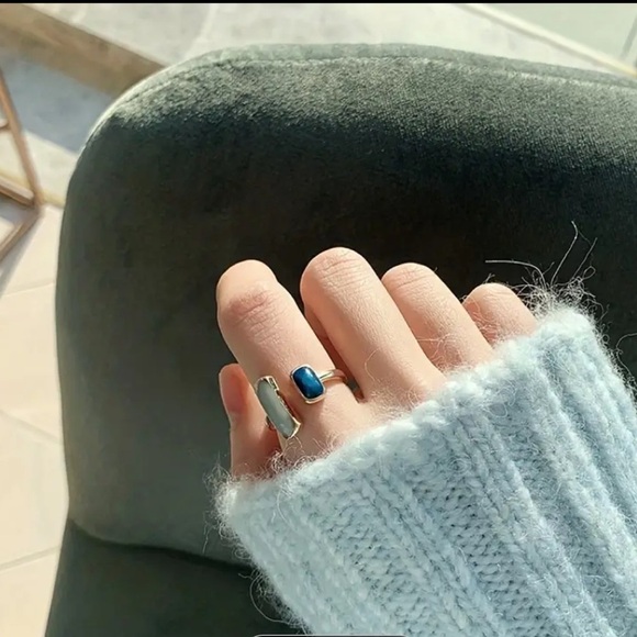 Cuff Ring Geometric Design Oil Dripping Craft Adjustable - Picture 3 of 5